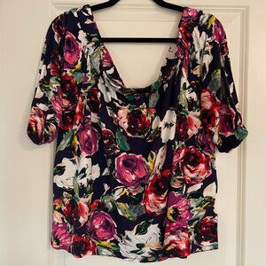 Loveappella Floral Print Off the Shoulder Top